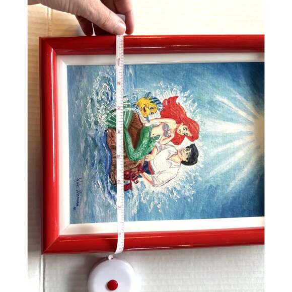 Vtg Acrylic Canvas Board Red Frame Disney Ariel Little Mermaid by Silvie Danseau - Picture 10 of 16